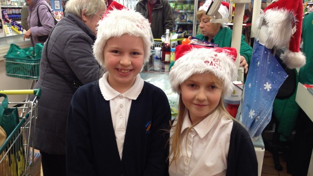 Two of the young volunteers involved in the bag pack event