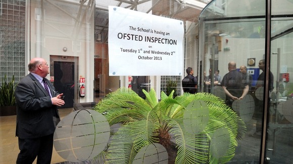 A sign on the school warned of the impending first Ofsted inspection in October, which found the school was "dysfunctional"