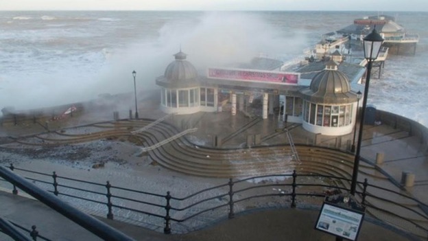 Cromer Pier under siege.