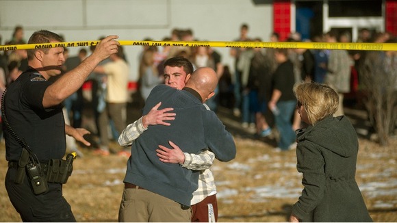 Emotional scenes after the shooting at a Colorado high school