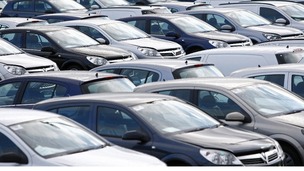New cars are seen standing outside the Ellesmere Port plant, near Liverpool 