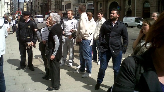 Supporters of Sam Hallam outside court of appeal