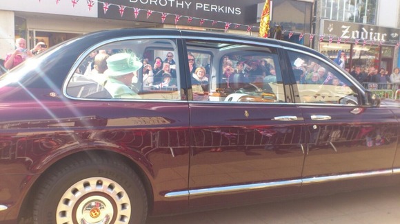 Crowds gathered on the streets of Burnley welcome the royal party