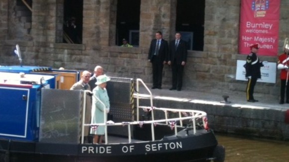 The Queen, Duke and Prince aboard a canal barge