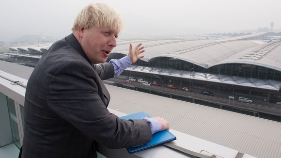 London Mayor Boris Johnson, here visiting Hong Kong International Airport, has his sights set on a new airport for London