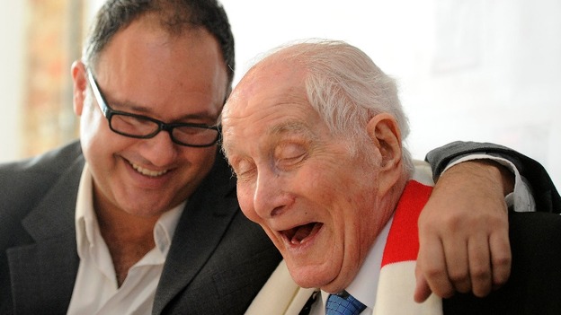 Ronnie Biggs jokes with his son Michael in November 2011.