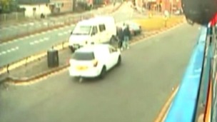 The shocking incident was caught on CCTV.