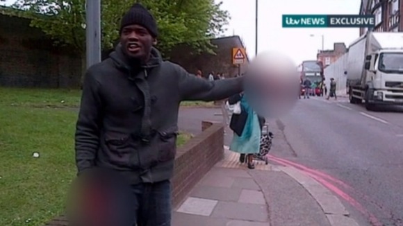 Michael Adebolajo rants at the camera in the moments before police arrice