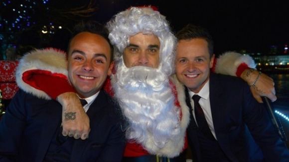 Santa (aka Robbie William) joins Ant and Dec for Text Santa.