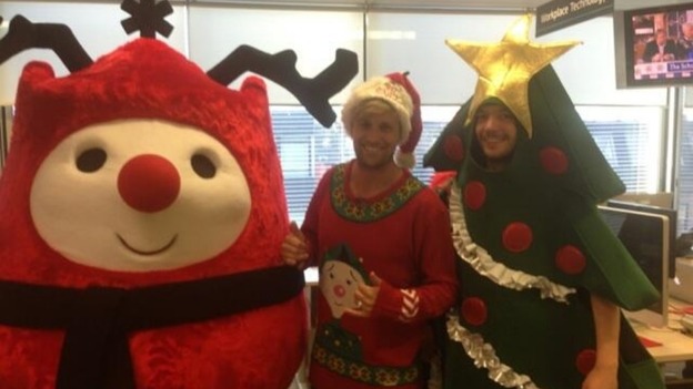 Kian Egan at the Text Santa call centre.