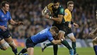 Luther Burrell attempts to break through the Leinster defensive line.