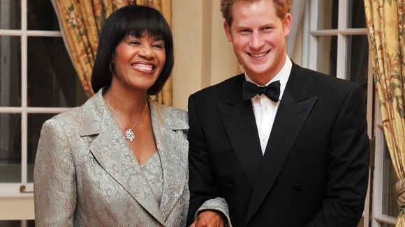 Prince Harry and the Jamaican Prime Minister Portia Simpson Miller, before the State Dinner in the King's House, in Kingston, Jamaica.