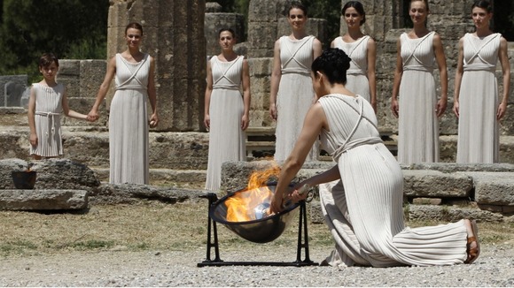 Olympic torch lighting ceremony in Athens