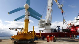 AK-1000 tidal energy turbine before it is shipped to the European Marine Energy Centre test site in the Orkney Islands