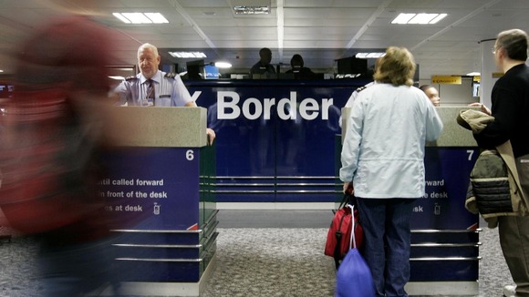 An airport security check desk