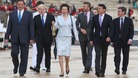 President of the Hellenic Olympic Committee Spyros Capralos, Boris Johnson, The Princess Royal, David Beckham, Lord Coe and Hugh Robertson.