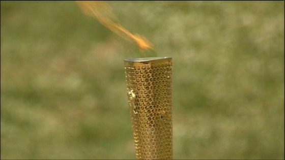 Lit Olympic Torch (Image from ITV)
