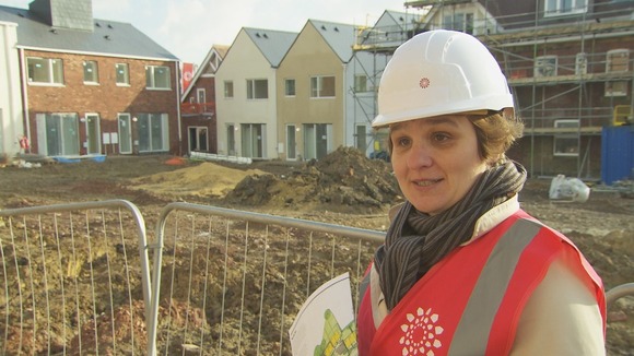 lady on building site