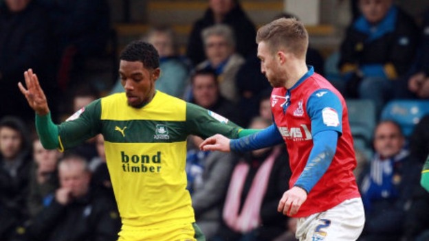 Jason Banton, seen here playing for Plymouth Argyle, has been recalled by Crystal Palace.