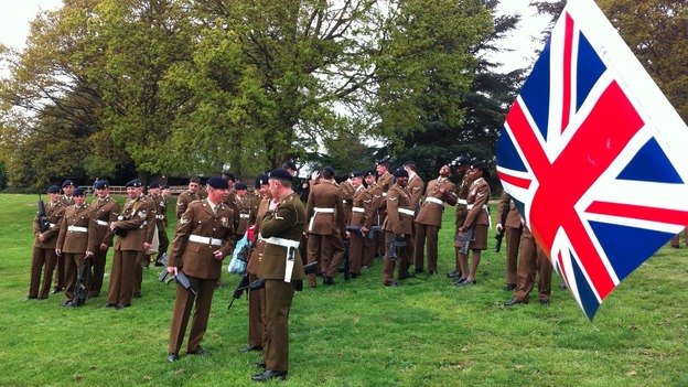 Soldiers receiving the Freedom of Warwick at Warwick castle today