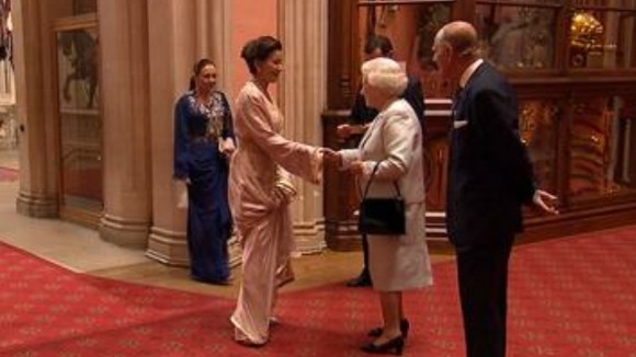 The Queen greets royal guests at Jubilee lunch