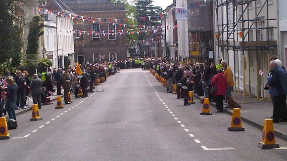 Crowds in Warwick after Freedom of Warwick at Warwick Castle