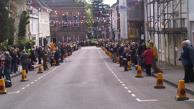 Crowds in Warwick after Freedom of Warwick at Warwick Castle