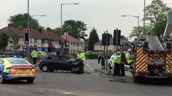 Police directing traffic on A38