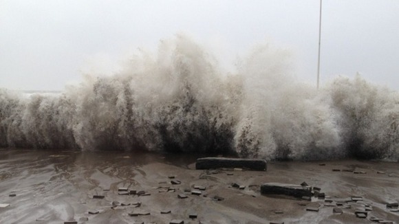 Waves crash