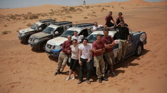 The team and the specially-adapted Navara pickup trucks