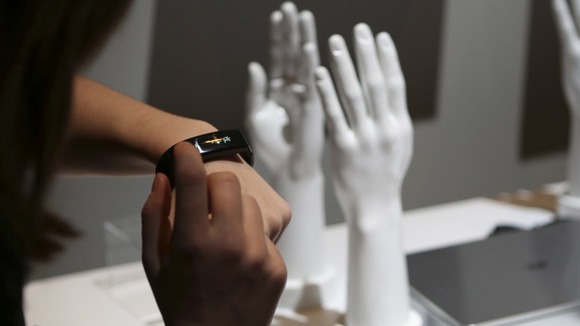A visitor to the Consumer Electronics Show in Las Vegas tried on a Lifeband Touch