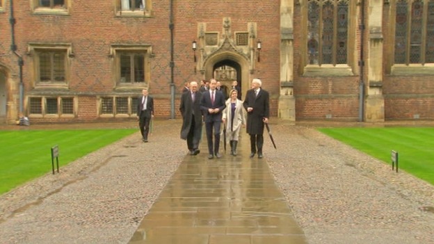 The Duke was greeted at St John's College.