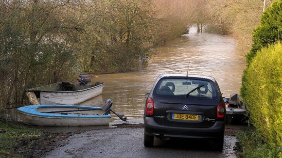 Flooded fields outside Apperley, Gloucestershire.