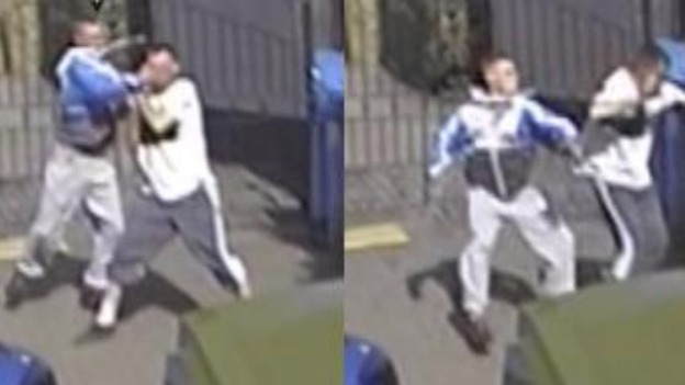 CCTV footage shows Craig Kinsella being thrown about.