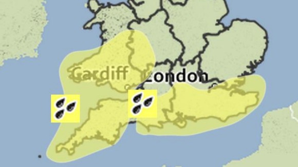 Heavy rain warnings in southern England and Wales