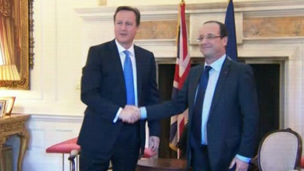 Prime Minister David Cameron meets French President Francois Hollande in Washington