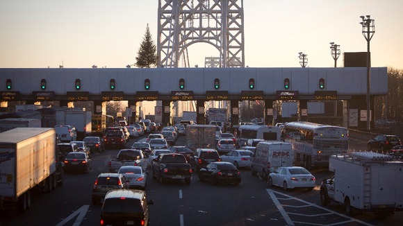 A traffic jam at the George Washington Bridge toll booths in Fort Lee, New Jersey.