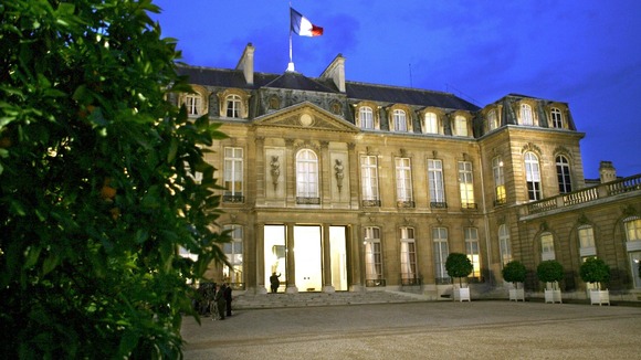 The exterior of the Elysee Palace.