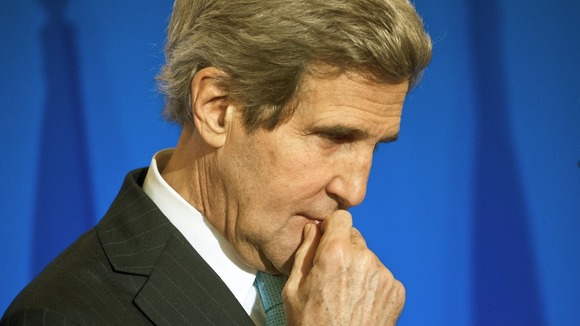 File photo of John Kerry pictured during the press conference in Paris.