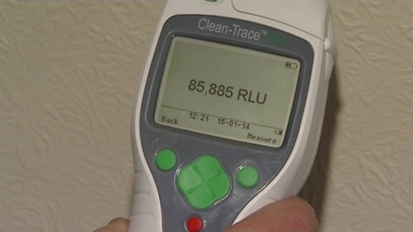 A monitor shows high levels of biological decontamination
