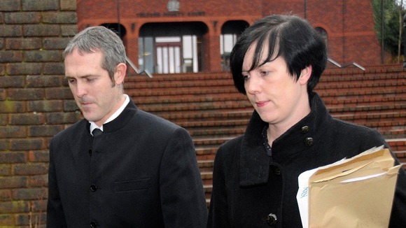 Stewart Sutherland and his wife Natasha leave Telford Magistrates' Court in Shropshire