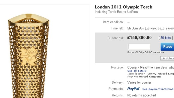 eBay page with torch