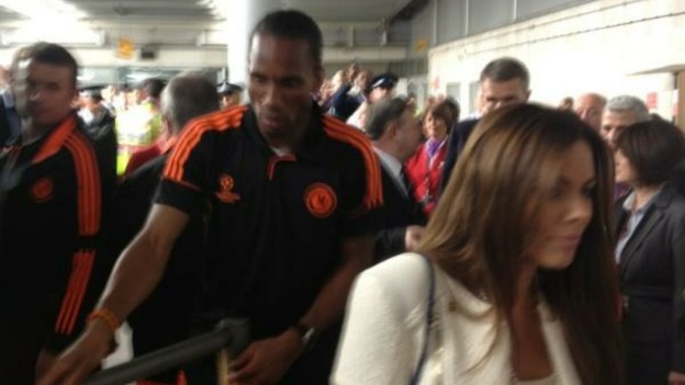Didier Drogba has been in an out of the Heathrow terminal building to see his children