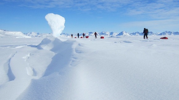 Expedition members in their quest for the South Pole