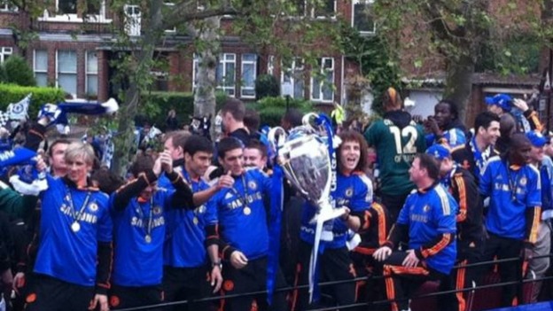 Chelsea boys with the trophy they have been chasing so long
