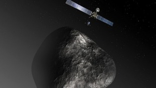 An artist's impression of the Rosetta orbiter deploying to Comet 67P/Churyumov-Gerasimenko