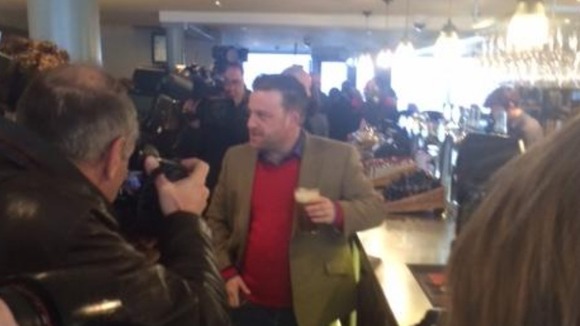The first pint has been bought at the Hope and Champion, located at an M40 service station