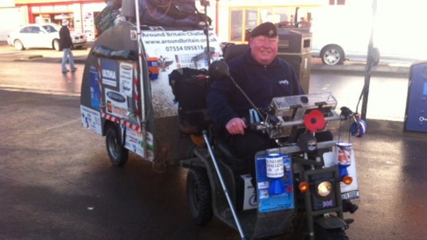Mark Newton on his modified mobility scooter
