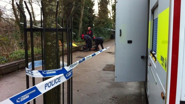 The police dive team begin assembling their underwater equipment near to the Homebase store in Bath