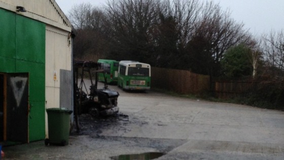Three buses were set alight